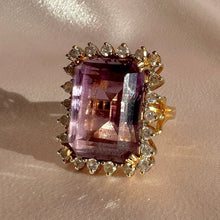 Load image into Gallery viewer, Vintage 14k Amethyst Diamond Halo Cocktail Ring 0.66ctw