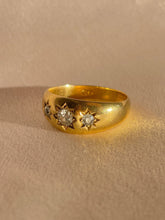 Load image into Gallery viewer, Antique 18k Diamond Trilogy Starburst Ring 1911
