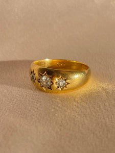 Antique 18k Diamond Trilogy Starburst Ring 1911