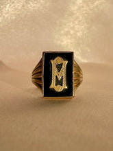 Load image into Gallery viewer, Antique 9k Onyx Monogram "M" Art Deco Signet Ring