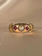 Load image into Gallery viewer, Antique 9k Pearl Ruby Marquise Ring 1904