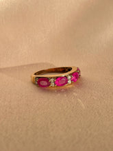 Load image into Gallery viewer, Vintage 9k Ruby Diamond Oval Half Eternity Ring