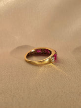 Load image into Gallery viewer, Vintage 9k Ruby Diamond Oval Half Eternity Ring