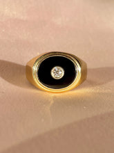 Load image into Gallery viewer, Vintage 14k Diamond Onyx East West Signet Ring