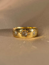 Load image into Gallery viewer, Antique 18k Diamond Starburst Champagne Trilogy Ring