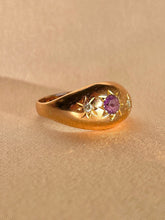 Load image into Gallery viewer, Antique 9k Rose Gold Amethyst Diamond Starburst Ring 1918