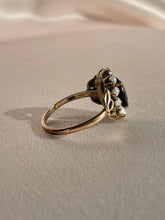 Load image into Gallery viewer, Antique 9k Garnet Pearl Halo Cluster RIng