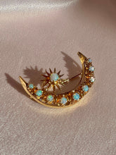 Load image into Gallery viewer, Antique 14k Opal Cabochon Crescent Star Necklace