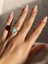 Load image into Gallery viewer, Vintage 14k Opal Diamond Halo Cluster Ring