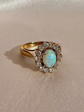 Load image into Gallery viewer, Vintage 14k Opal Diamond Halo Cluster Ring