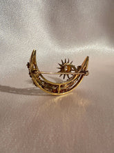 Load image into Gallery viewer, Antique 14k Opal Cabochon Crescent Star Necklace