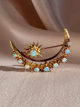 Load image into Gallery viewer, Antique 14k Opal Cabochon Crescent Star Necklace