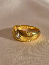 Load image into Gallery viewer, Antique 18k Diamond Old Cut Starburst Solitaire 1902