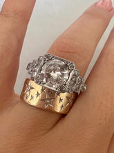 Load image into Gallery viewer, Antique Platinum Diamond Deco Engagement Ring 2.10 ct