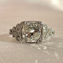 Load image into Gallery viewer, Antique Platinum Diamond Deco Engagement Ring 2.10 ct