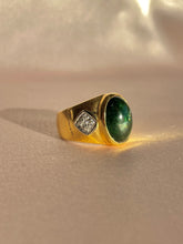 Load image into Gallery viewer, Vintage 18k Tourmaline Diamond Cabochon Ring