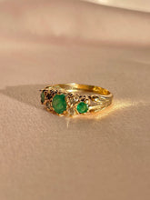 Load image into Gallery viewer, Antique 12k Emerald Diamond Boat Ring