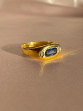 Load image into Gallery viewer, Antique 18k Elongated Sapphire Rose Cut Diamond Ring