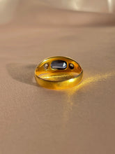 Load image into Gallery viewer, Antique 18k Elongated Sapphire Rose Cut Diamond Ring