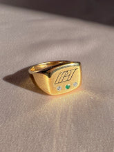 Load image into Gallery viewer, Vintage 10k Emerald Diamond Emblem Signet Ring