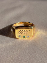 Load image into Gallery viewer, Vintage 10k Emerald Diamond Emblem Signet Ring