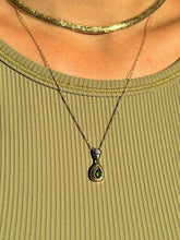 Load image into Gallery viewer, Vintage 14k White Yellow Gold Diamond Tourmaline Drop Necklace