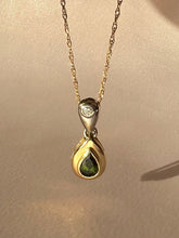 Load image into Gallery viewer, Vintage 14k White Yellow Gold Diamond Tourmaline Drop Necklace