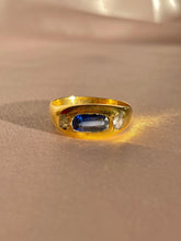 Load image into Gallery viewer, Antique 18k Elongated Sapphire Rose Cut Diamond Ring