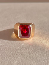 Load image into Gallery viewer, Antique 9k Rose Gold Synth Ruby Signet Ring