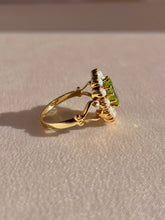 Load image into Gallery viewer, Vintage 9k Peridot Pearl Halo Cluster 1994