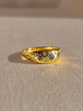 Load image into Gallery viewer, Antique 18k Sapphire Diamond Multi Starburst Filigree Ring