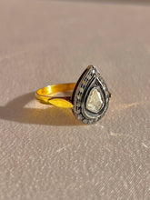Load image into Gallery viewer, Antique 18k Polki Diamond Silver Pear Ring