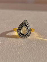 Load image into Gallery viewer, Antique 18k Polki Diamond Silver Pear Ring