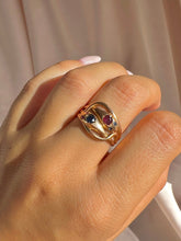 Load image into Gallery viewer, Antique 14k Rose Gold Sapphire Ruby Snake Coil Ring