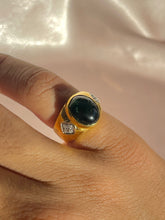 Load image into Gallery viewer, Vintage 18k Tourmaline Diamond Cabochon Ring