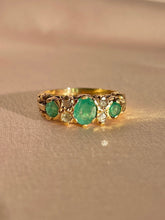 Load image into Gallery viewer, Antique 12k Emerald Diamond Boat Ring