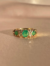 Load image into Gallery viewer, Antique 12k Emerald Diamond Boat Ring