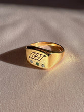 Load image into Gallery viewer, Vintage 10k Emerald Diamond Emblem Signet Ring