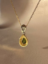 Load image into Gallery viewer, Vintage 14k White Yellow Gold Diamond Tourmaline Drop Necklace