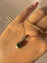 Load image into Gallery viewer, Vintage 14k White Yellow Gold Diamond Tourmaline Drop Necklace