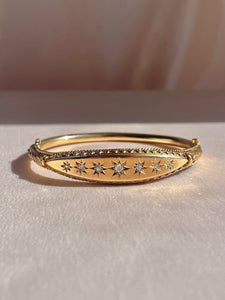 Antique 15k Rose Gold Diamond Starburst Bangle