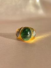 Load image into Gallery viewer, Vintage 18k Tourmaline Diamond Cabochon Ring