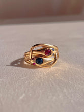 Load image into Gallery viewer, Antique 14k Rose Gold Sapphire Ruby Snake Coil Ring