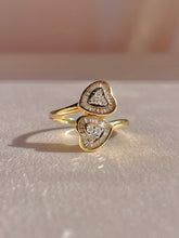 Load image into Gallery viewer, Vintage 14k Diamond Heart Halo Baguette Bypass Ring