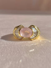 Load image into Gallery viewer, Vintage 18k Rose Quartz Baguette Diamond Ring