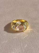 Load image into Gallery viewer, Vintage 18k Rose Quartz Baguette Diamond Ring