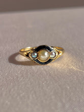 Load image into Gallery viewer, Antique Pearl Enamel Mourning Ring 1864