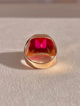 Load image into Gallery viewer, Antique 9k Rose Gold Synth Ruby Signet Ring