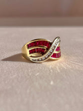 Load image into Gallery viewer, Vintage 14k Diamond Ruby Baguette Wave Ring