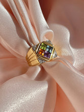 Load image into Gallery viewer, Vintage 14k Rainbow Gemstone Diamond Dress Ring
